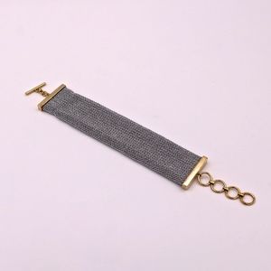 A&M Silver Mesh Cuff Bracelet w/Gold Toggle Clasp